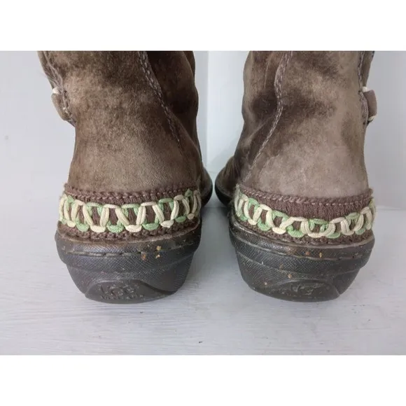 UGG 5183 Kona Dark Brown Leather Sheepskin Elastic Toggle Boots Women's Size 7