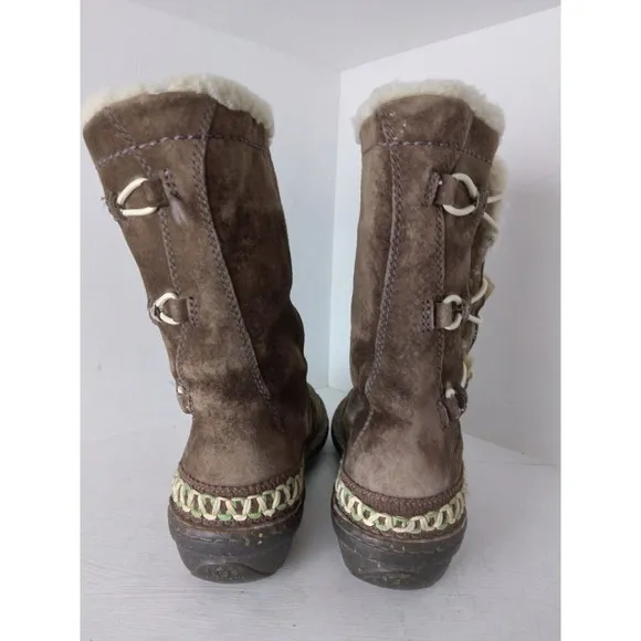 UGG 5183 Kona Dark Brown Leather Sheepskin Elastic Toggle Boots Women's Size 7