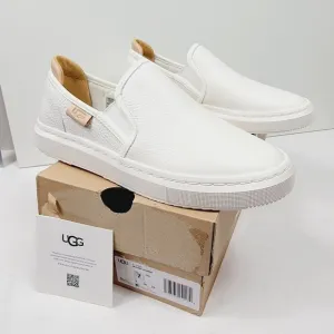 UGG Alameda Sammy Leather Sneakers Womens US 7 White Slip On Casual Shoes