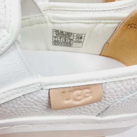 UGG Alameda Sammy Leather Sneakers Womens US 7 White Slip On Casual Shoes