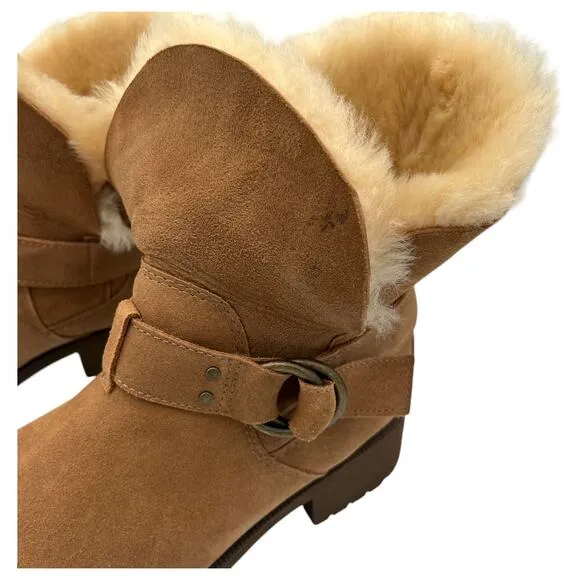 UGG Australia Bodie Chestnut Waterproof Sheepskin Brown Ankle Boots Size 7.5