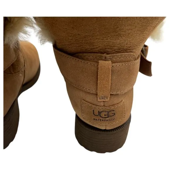 UGG Australia Bodie Chestnut Waterproof Sheepskin Brown Ankle Boots Size 7.5