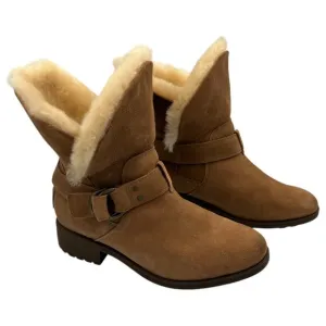 UGG Australia Bodie Chestnut Waterproof Sheepskin Brown Ankle Boots Size 7.5