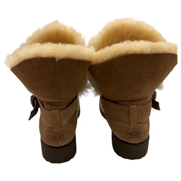 UGG Australia Bodie Chestnut Waterproof Sheepskin Brown Ankle Boots Size 7.5