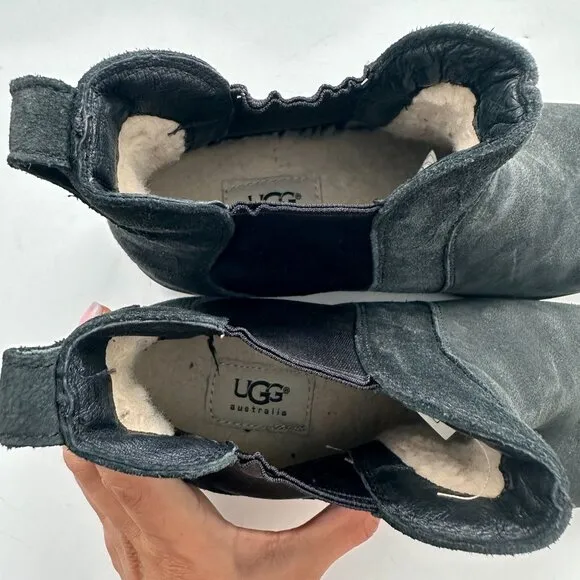 UGG Australia Bonham Chelsea Ankle Boots Black Suede Womens Size 8.5