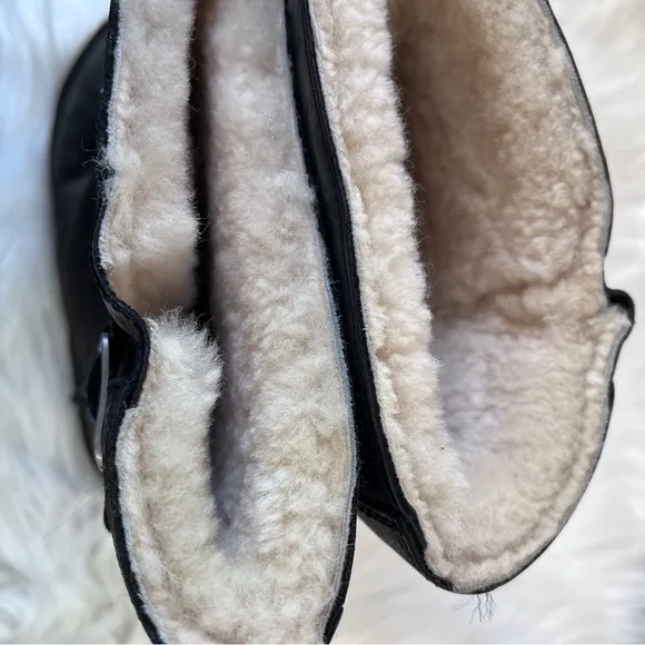 UGG Australia Boots Moto Black Leather Women Size 8