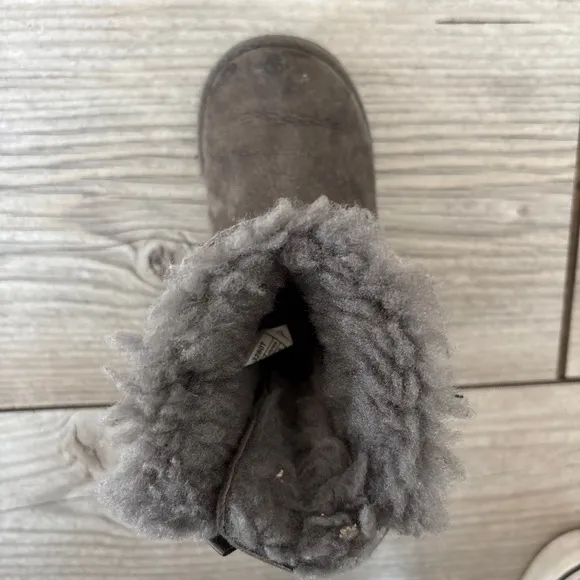 UGG Australia Gray Brown Bow Fur Lined Suede Ugg-Style Boots Toddler 7