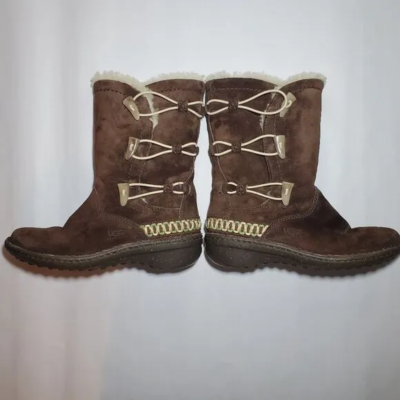 UGG Australia Kona Brown Suede Lambskin Boots Size 6