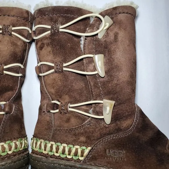 UGG Australia Kona Brown Suede Lambskin Boots Size 6