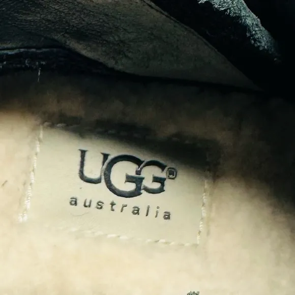 UGG Australia Meredith Womens Black Leather Wedge Ankle Boots