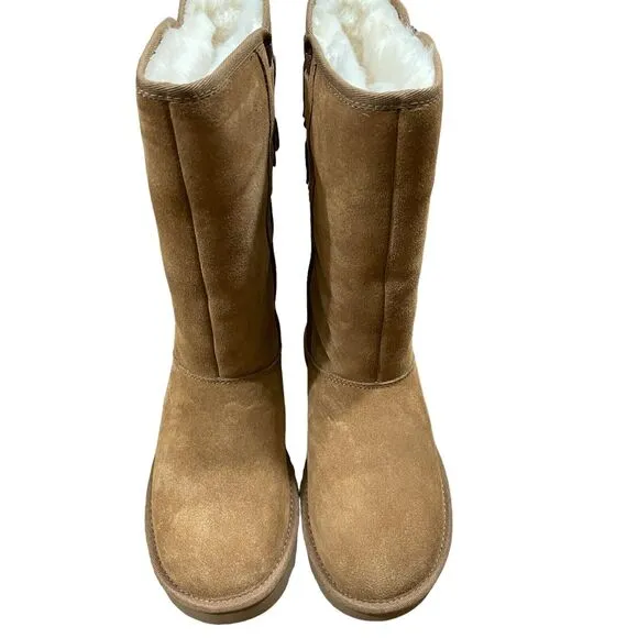 Ugg Boots Allegra Bow Chestnut Boots Womens Size 5 Suede Sheepskin Shearling