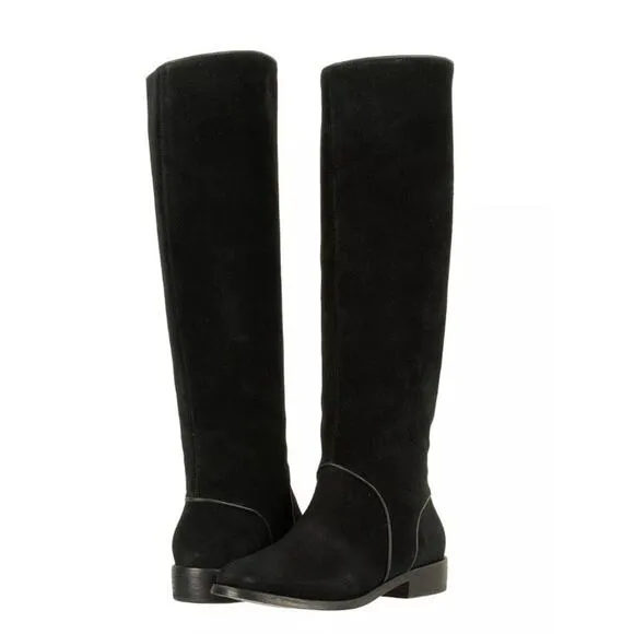 Ugg Boots Womens 8 Daley Black Suede Knee High Riding Boots Side Zip Low Heel