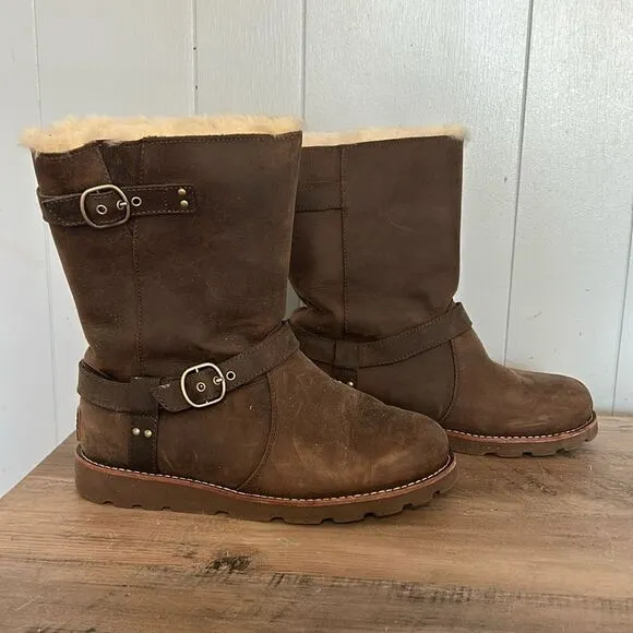 Ugg Brown Leather Boots Size 7