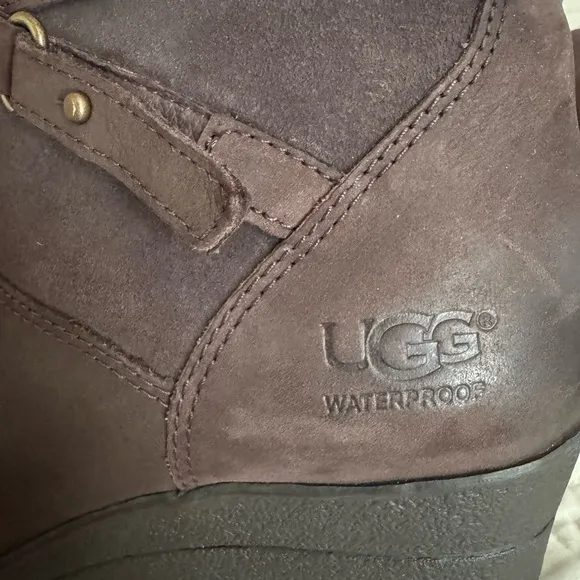 UGG Brown Wedge Suede waterproof Boots with Zipper