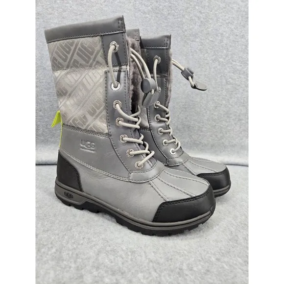 UGG BUTTE II‎ CWR METAL UGG PRINT LEATHER WATERPROOF YOUTH BOOTS SIZE US 2