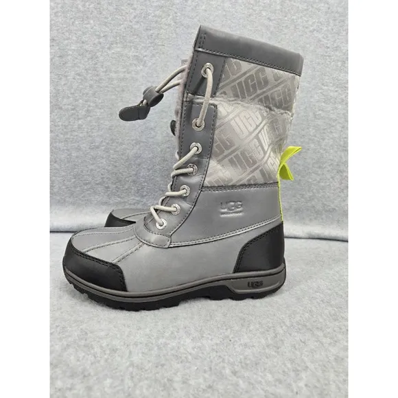 UGG BUTTE II‎ CWR METAL UGG PRINT LEATHER WATERPROOF YOUTH BOOTS SIZE US 2