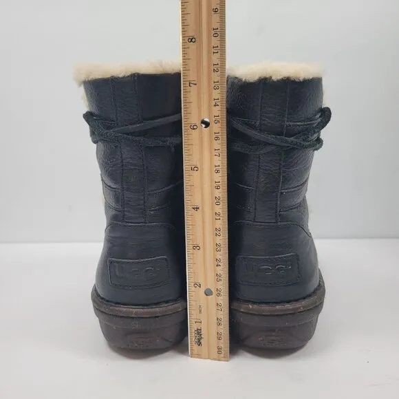 Ugg Caspia Women's Black Leather Ankle Boots S/N 1932 US Size 9
