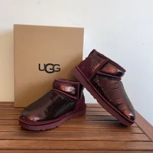 UGG Classic Ultra Mini Mirror Ball Sequins Boots Wild Grape US Women 7/UK 5/EU38