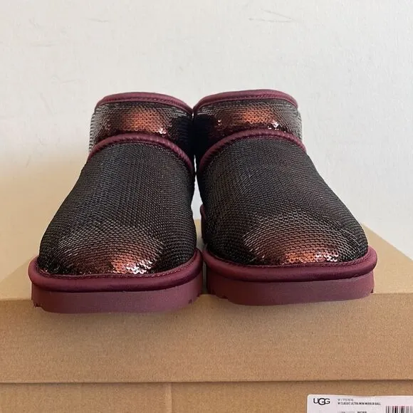 UGG Classic Ultra Mini Mirror Ball Sequins Boots Wild Grape US Women 7/UK 5/EU38