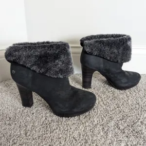 UGG Dandylion Suede Heeled Boots sz 8 - Charcoal Grey