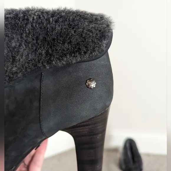 UGG Dandylion Suede Heeled Boots sz 8 - Charcoal Grey