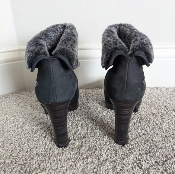 UGG Dandylion Suede Heeled Boots sz 8 - Charcoal Grey