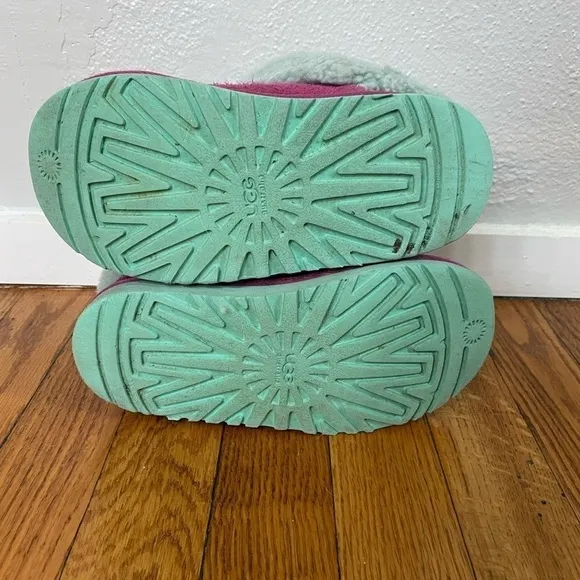 UGG Elle Kids Sheepskin Boots Pink/Blue Size 13