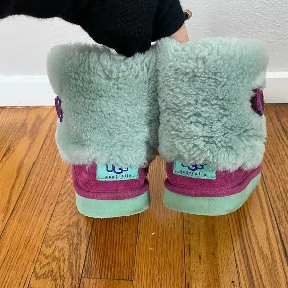 UGG Elle Kids Sheepskin Boots Pink/Blue Size 13