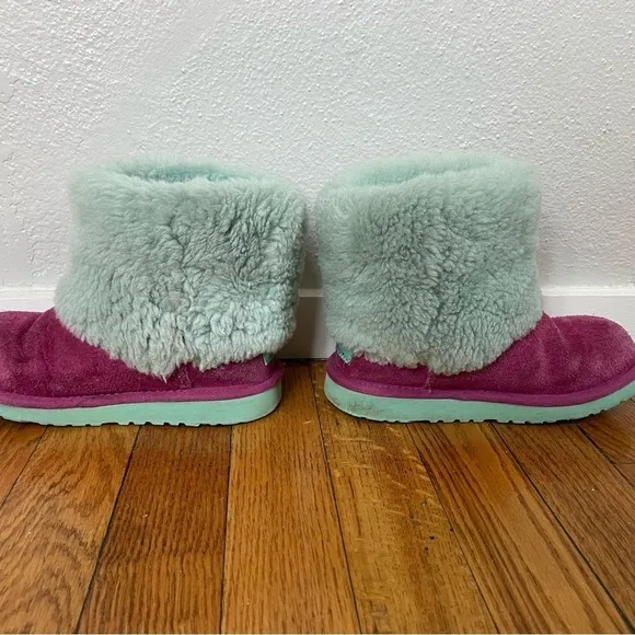 UGG Elle Kids Sheepskin Boots Pink/Blue Size 13
