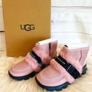 UGG FLUFF PUNK ankle WOMEN BOOTS SUEDE PINK CRYSTAL US 5