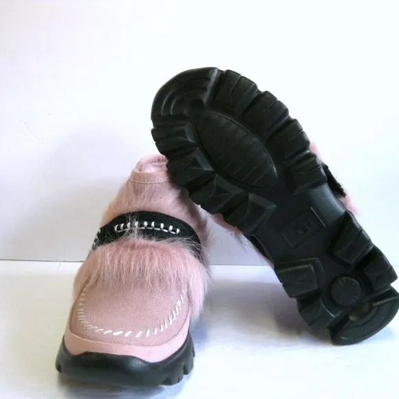 UGG FLUFF PUNK ankle WOMEN BOOTS SUEDE PINK CRYSTAL US 5