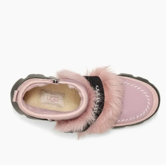 UGG FLUFF PUNK ankle WOMEN BOOTS SUEDE PINK CRYSTAL US 5