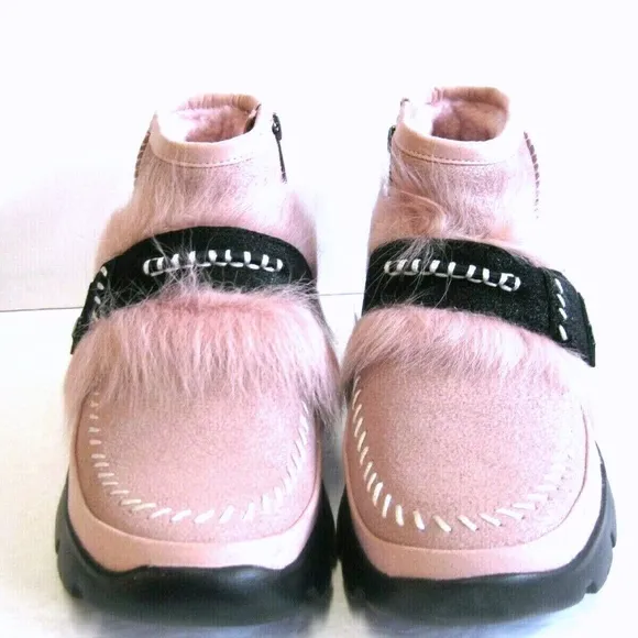 UGG FLUFF PUNK ankle WOMEN BOOTS SUEDE PINK CRYSTAL US 5