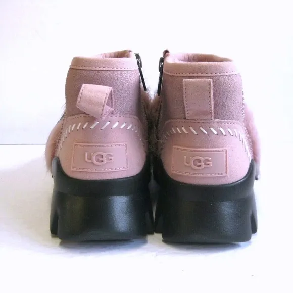 UGG FLUFF PUNK ankle WOMEN BOOTS SUEDE PINK CRYSTAL US 5
