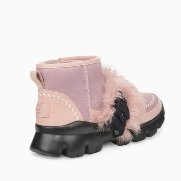 UGG FLUFF PUNK ankle WOMEN BOOTS SUEDE PINK CRYSTAL US 5