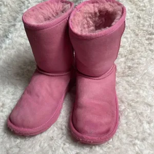 UGG Girl's Classic II Glitz  pink leather suede Wool Lined Pull-On Boots SZ5