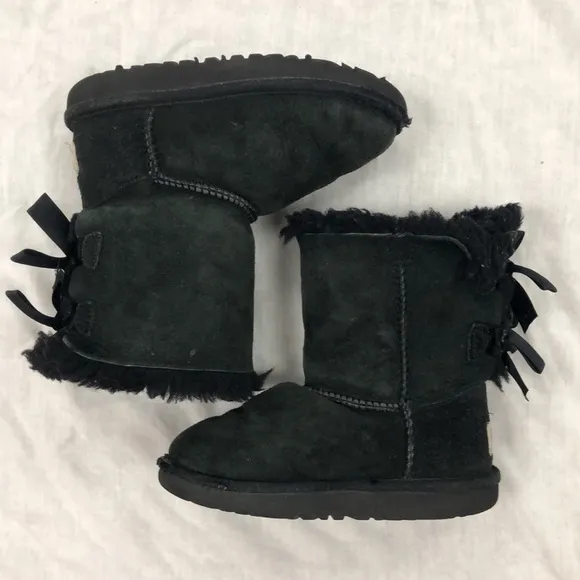UGG Kids Bailey Bow Black Boots (S/N 3280T)/ Size: 10 Toddler