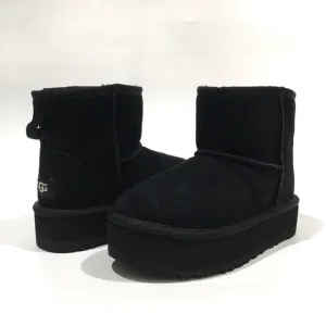 UGG KIDS CLASSIC MINI PLATFORM BOOTS -BLACK SHEEPSKIN -YOUTH US 2 -NEW
