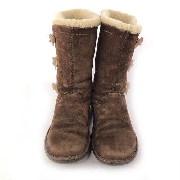 UGG Kona Brown Leather Toggle Winter Boots 6