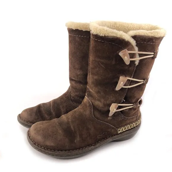 UGG Kona Brown Leather Toggle Winter Boots 6