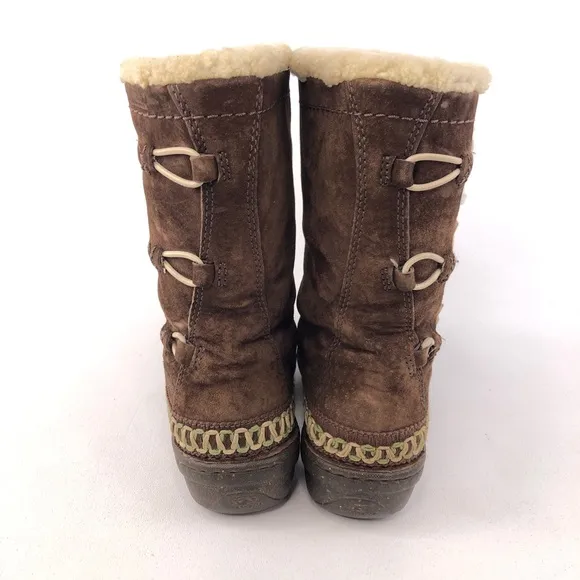 UGG Kona Brown Leather Toggle Winter Boots 6
