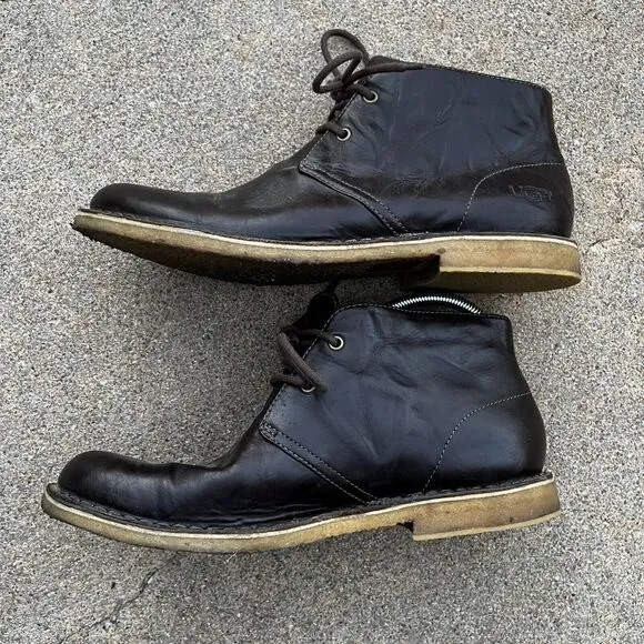 UGG Leighton Men's Chukka Boots Size 9.5 Crinkled Leather Chocolate Brown 3275