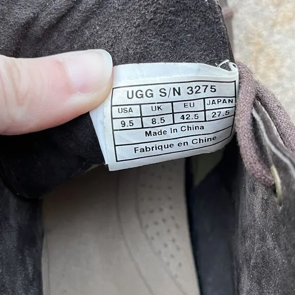 UGG Leighton Men's Chukka Boots Size 9.5 Crinkled Leather Chocolate Brown 3275