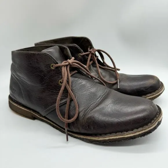 UGG Leighton Men's Lace-Up Chukka Boot In Chocolate Brown Sz 11 Business Casual