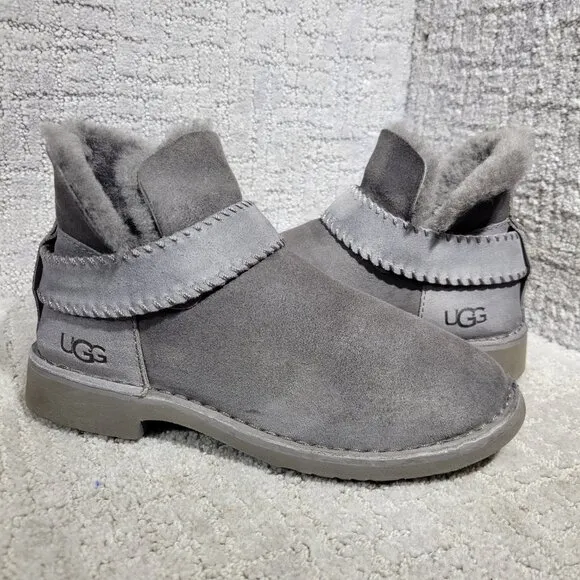 UGG McKay Women's Size 6.5 US Grey Suede Sheepskin Pull-on Ankle Boots 1012358