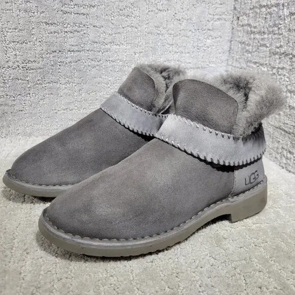 UGG McKay Women's Size 6.5 US Grey Suede Sheepskin Pull-on Ankle Boots 1012358
