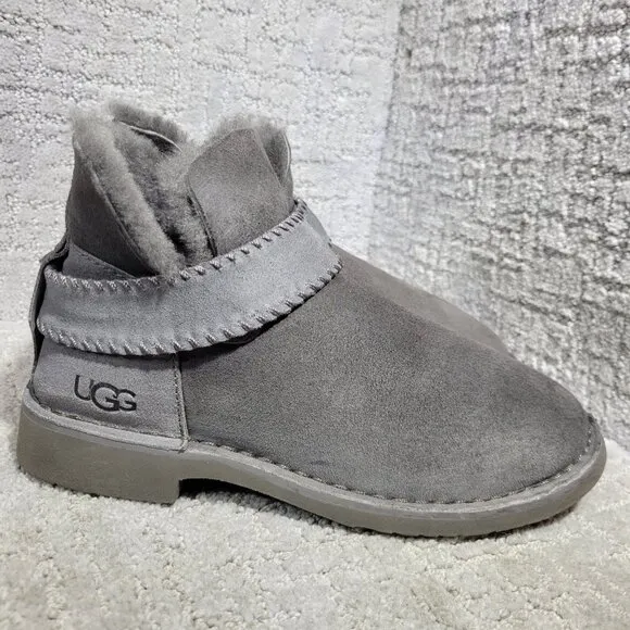 UGG McKay Women's Size 6.5 US Grey Suede Sheepskin Pull-on Ankle Boots 1012358