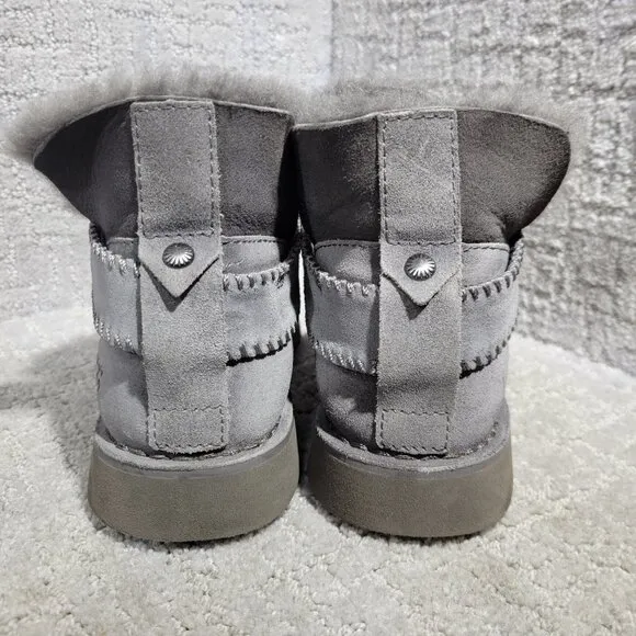 UGG McKay Women's Size 6.5 US Grey Suede Sheepskin Pull-on Ankle Boots 1012358