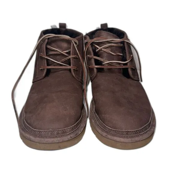 UGG Men's Brown Suede Lace-up Boots with Plush Lining Size 14