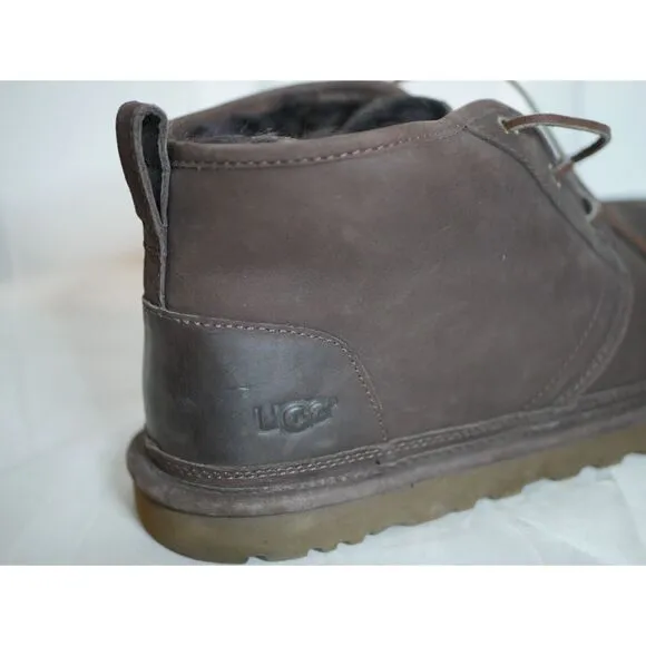 UGG Men's Brown Suede Lace-up Boots with Plush Lining Size 14